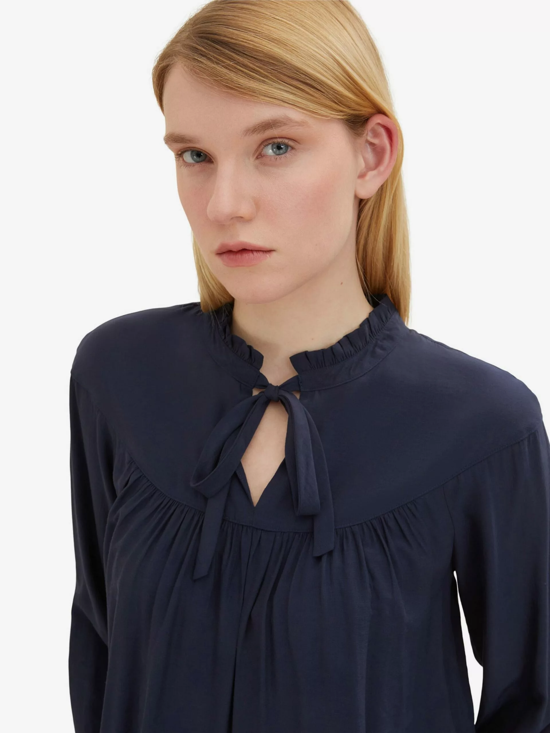 TOM TAILOR Denim Hauts Chemisier Femme Bleu Marine 2 TOM TAILOR Denim Hauts Chemisier Femme Bleu Marine – Image 2