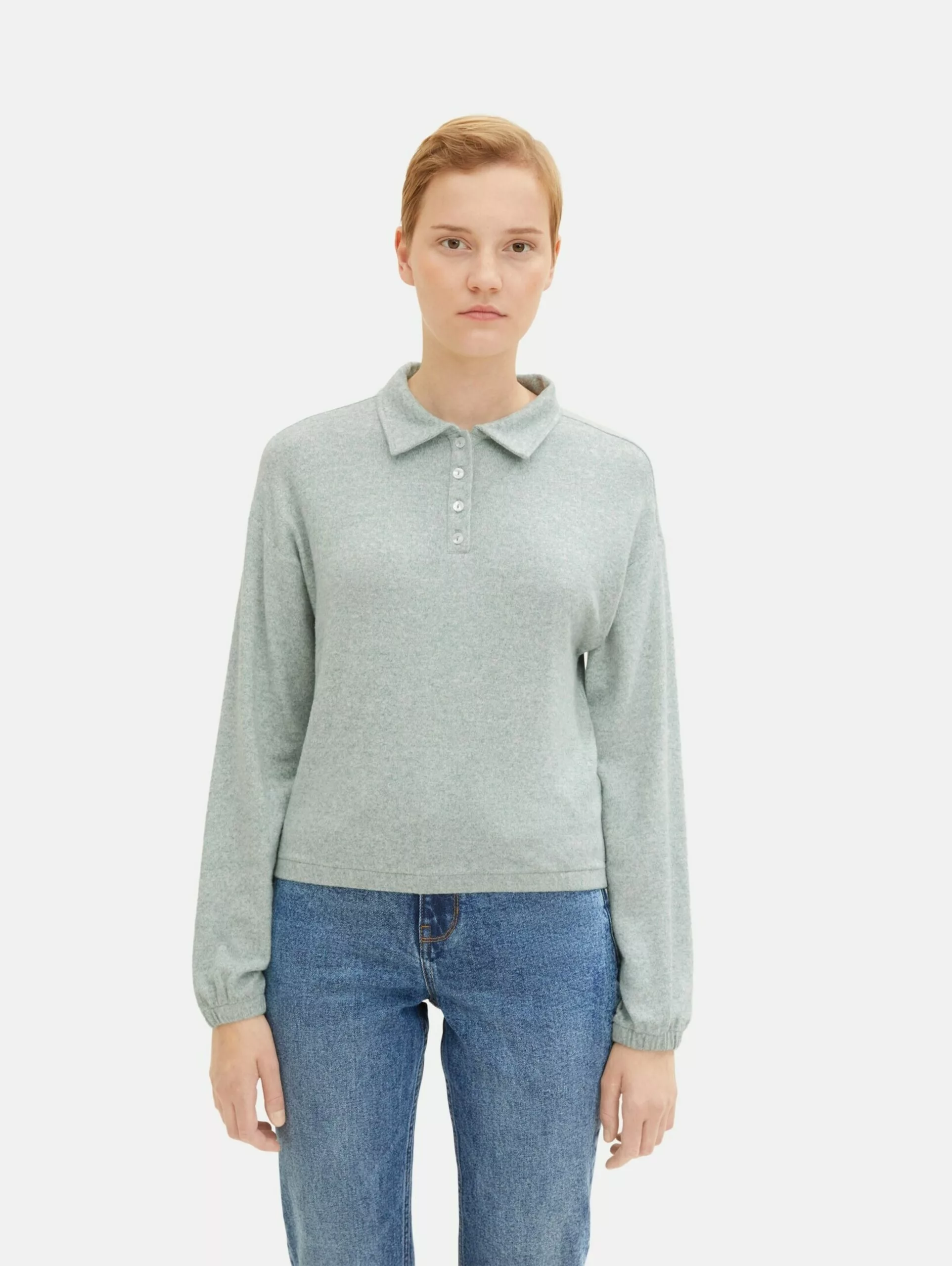 TOM TAILOR Denim Polos T-shirt Femme Vert Chiné 2 TOM TAILOR Denim Polos T-shirt Femme Vert Chiné – Image 2