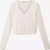 TOM TAILOR Denim T-shirts à Manches Longues T-shirt Femme Blanc Cassé