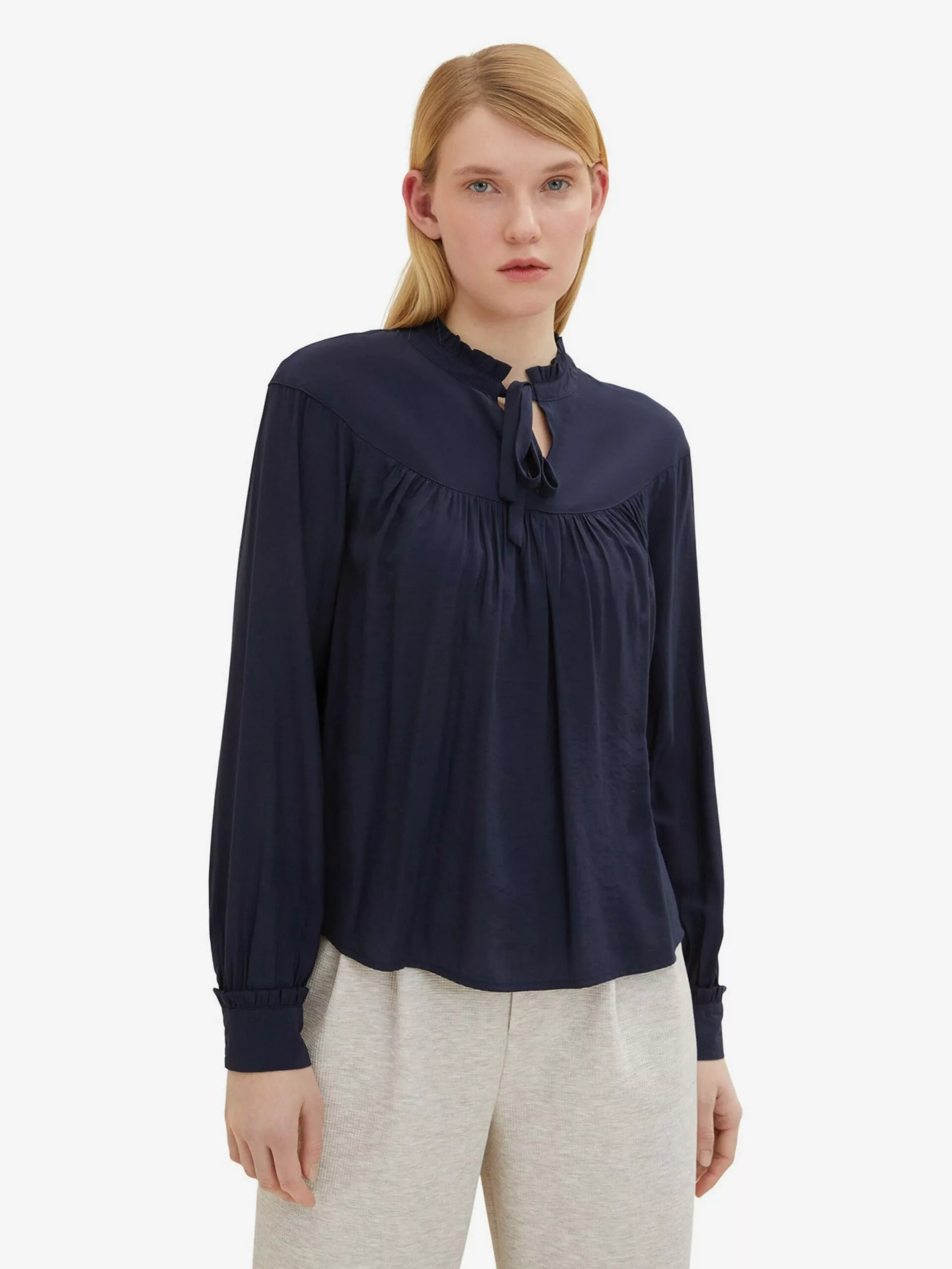 TOM TAILOR Denim Hauts Chemisier Femme Bleu Marine 4 TOM TAILOR Denim Hauts Chemisier Femme Bleu Marine – Image 4