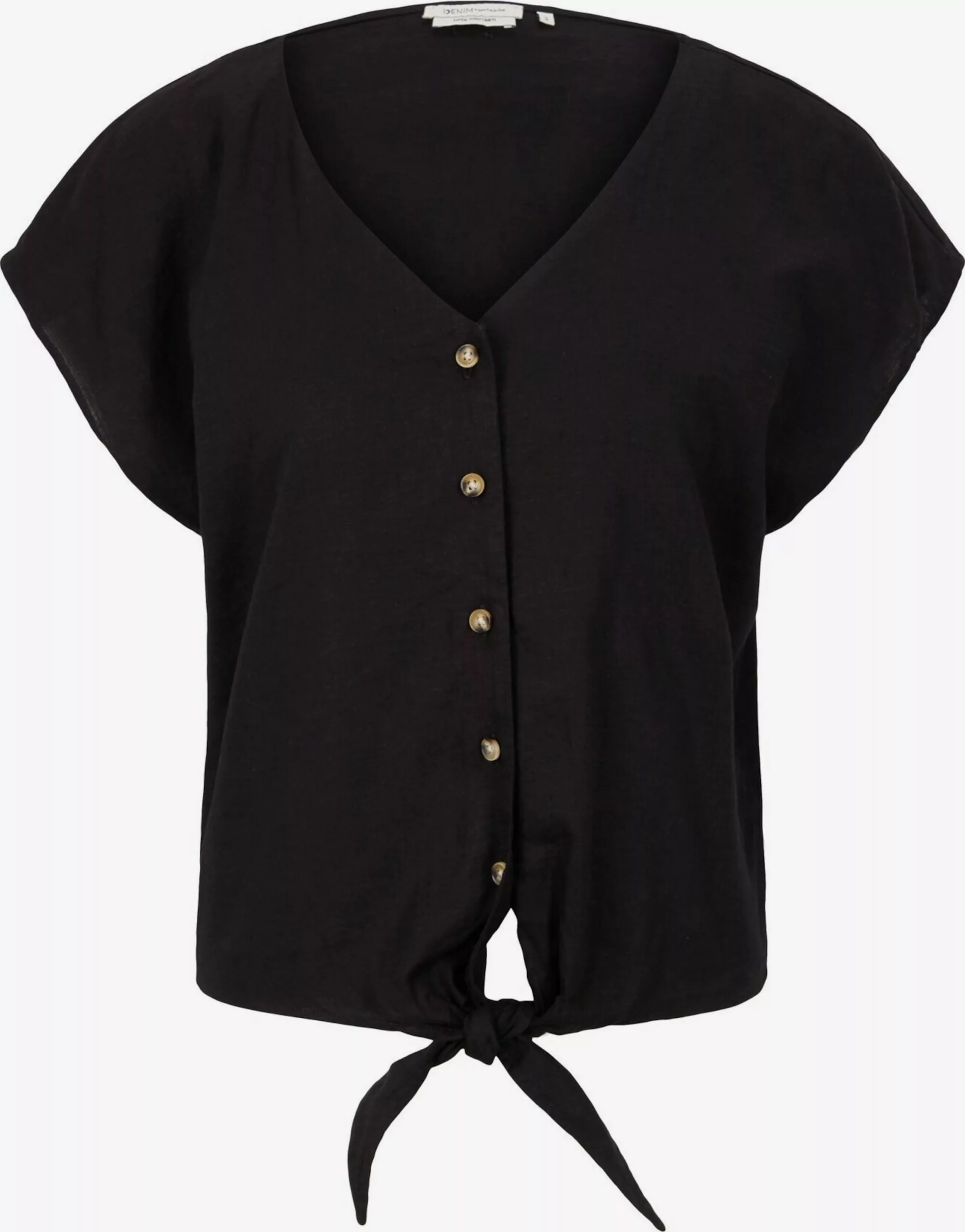 TOM TAILOR Denim Blouses à Manches Courtes Chemisier Femme Noir 1 TOM TAILOR Denim Blouses à Manches Courtes Chemisier Femme Noir