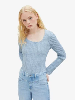TOM TAILOR Denim Pulls Maille Fine Pull-over Femme Bleu Chiné -Soldes TOM TAILOR Denim 2023 416fe6dc2b9df4179e0fc4c523058599 scaled