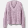 TOM TAILOR Denim Pulls Maille Fine Pull-over Femme Mauve