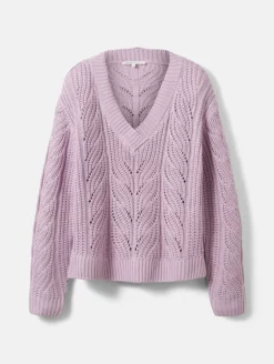 TOM TAILOR Denim Pulls Maille Fine Pull-over Femme Mauve