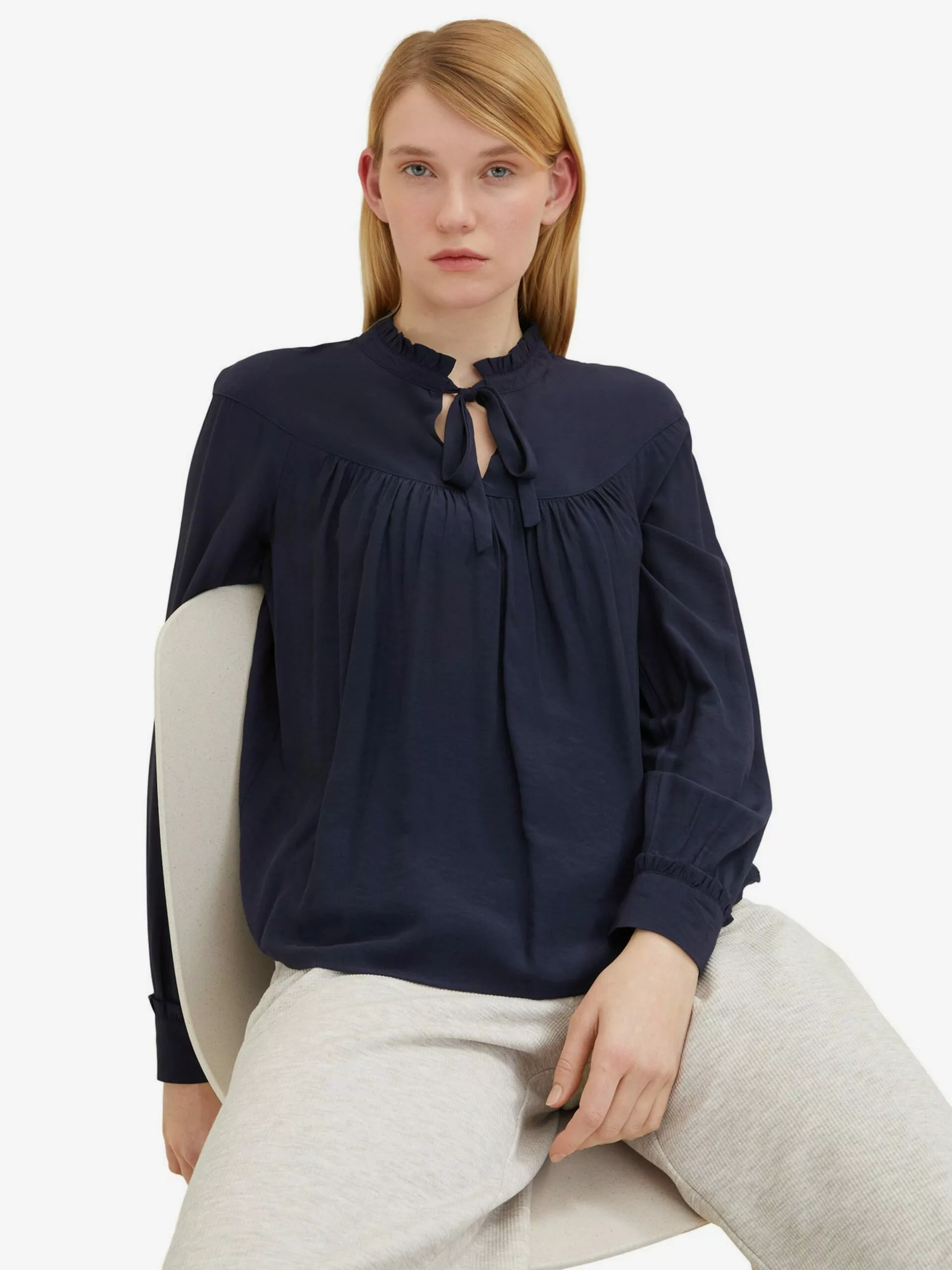 TOM TAILOR Denim Hauts Chemisier Femme Bleu Marine 3 TOM TAILOR Denim Hauts Chemisier Femme Bleu Marine – Image 3