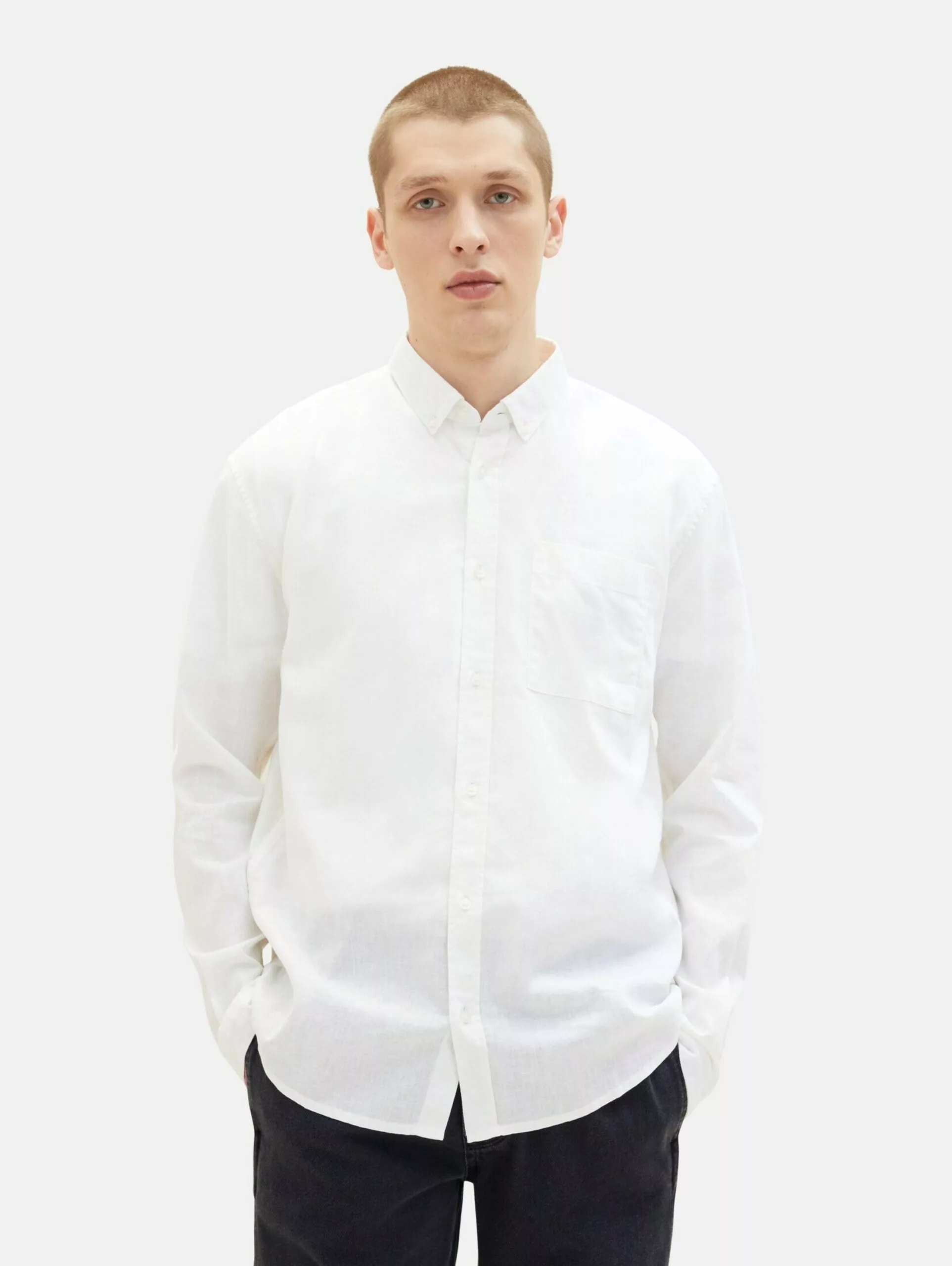 TOM TAILOR Denim Chemises Décontractées Coupe Regular Chemise Homme Blanc Naturel 2 TOM TAILOR Denim Chemises Décontractées Coupe Regular Chemise Homme Blanc Naturel – Image 2