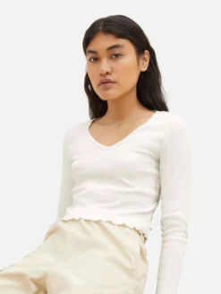 TOM TAILOR Denim T-shirts à Manches Longues T-shirt Femme Blanc Cassé -Soldes TOM TAILOR Denim 2023 95ae80bd283fe7c89fab4843828501c9 scaled