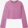 TOM TAILOR Denim Pulls Maille Fine Pull-over Femme Rose Chiné