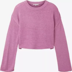 TOM TAILOR Denim Pulls Maille Fine Pull-over Femme Rose Chiné