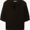 TOM TAILOR Denim Blouses à Manches Courtes Chemisier Femme Noir