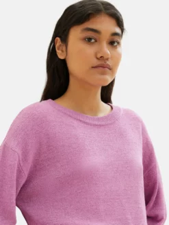 TOM TAILOR Denim Pulls Maille Fine Pull-over Femme Rose Chiné -Soldes TOM TAILOR Denim 2023 aa08a8a8be269e7e2952acb057a40b6e scaled