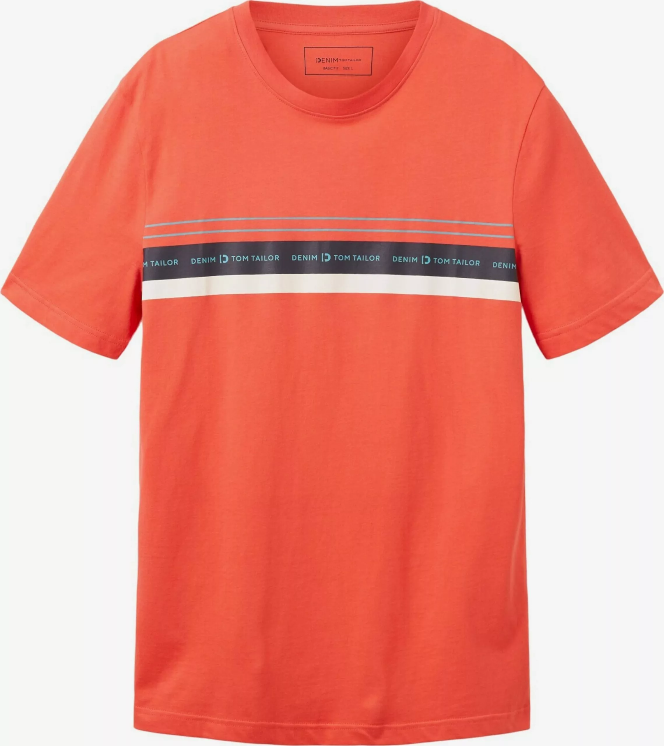 TOM TAILOR Denim T-shirts T-Shirt Homme Rouge Orangé 1 TOM TAILOR Denim T-shirts T-Shirt Homme Rouge Orangé