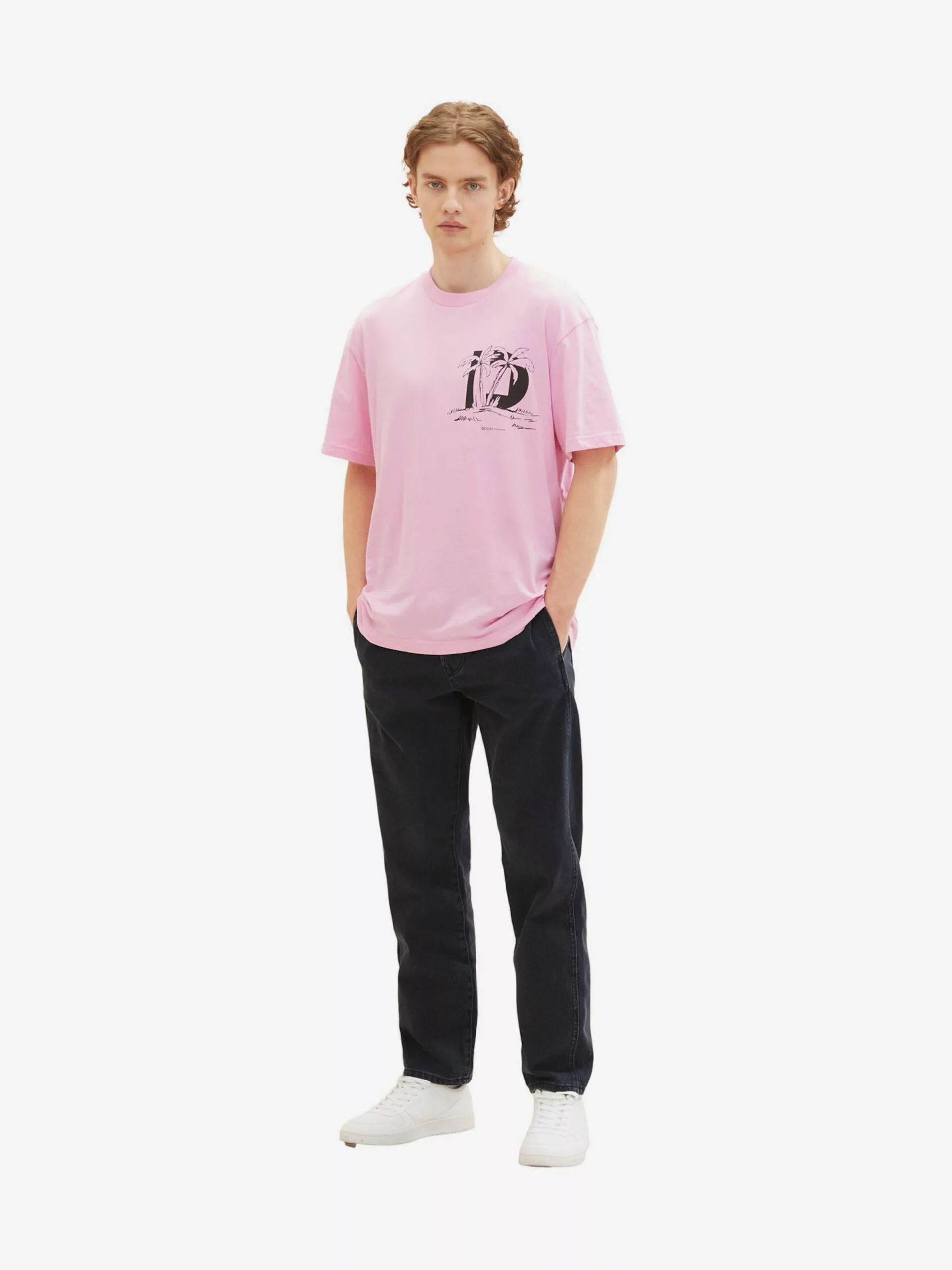 TOM TAILOR Denim T-shirts T-Shirt Homme Rose Clair 3 TOM TAILOR Denim T-shirts T-Shirt Homme Rose Clair – Image 3