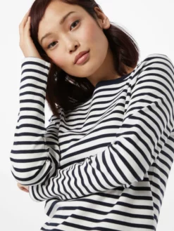 TOM TAILOR Denim T-shirts à Manches Longues T-shirt Femme Bleu Nuit / Blanc -Soldes TOM TAILOR Denim 2023 b57656a6db7d12c092c491b42320894b scaled