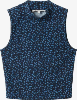 TOM TAILOR Denim Crop Tops T-shirt Femme Bleu Marine / Bleu Clair