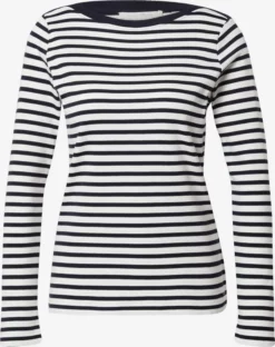 TOM TAILOR Denim T-shirts à Manches Longues T-shirt Femme Bleu Nuit / Blanc