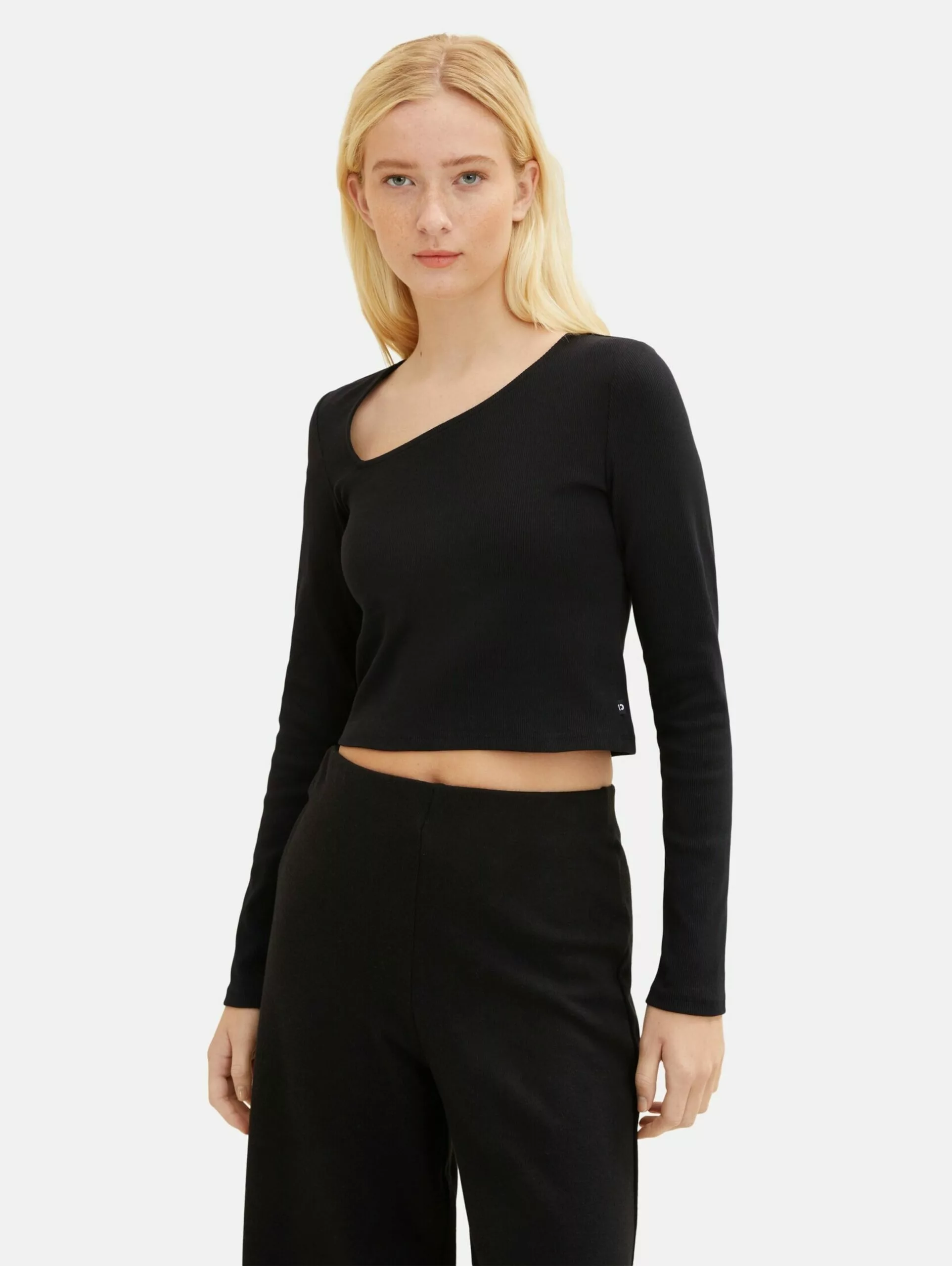 TOM TAILOR Denim T-shirts à Manches Longues T-shirt Femme Noir 2 TOM TAILOR Denim T-shirts à Manches Longues T-shirt Femme Noir – Image 2